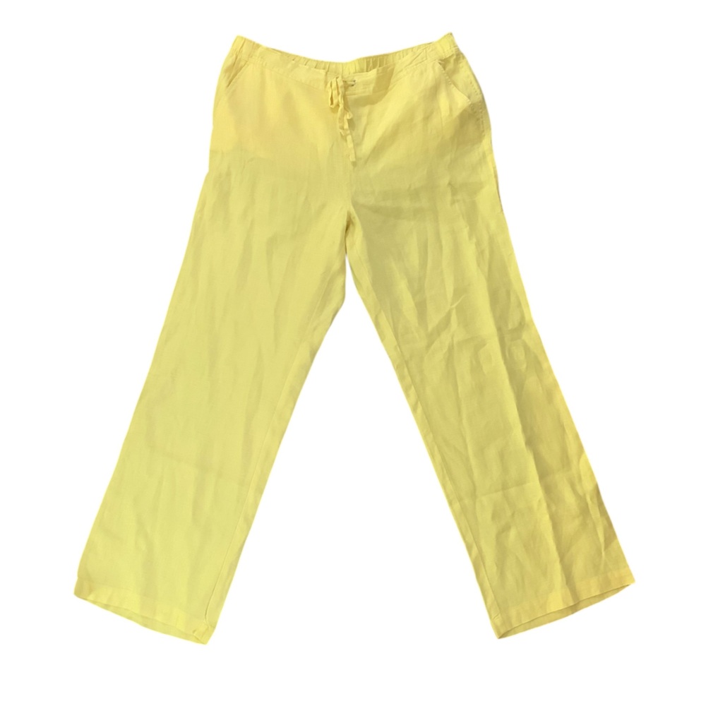 Vince Camuto yellow linen drawstring pants size L